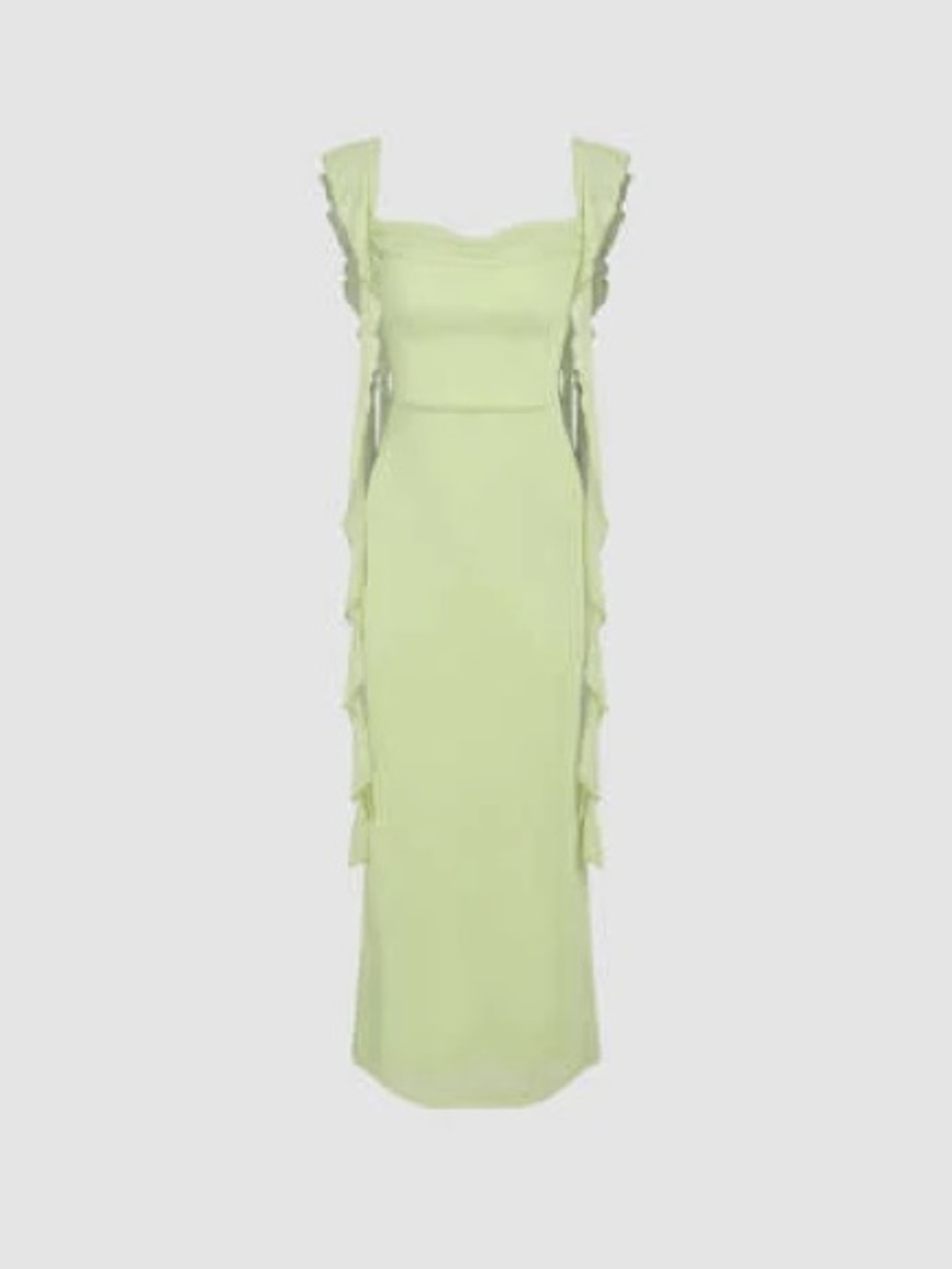 Mesh Ruffle Hem Maxi Dress